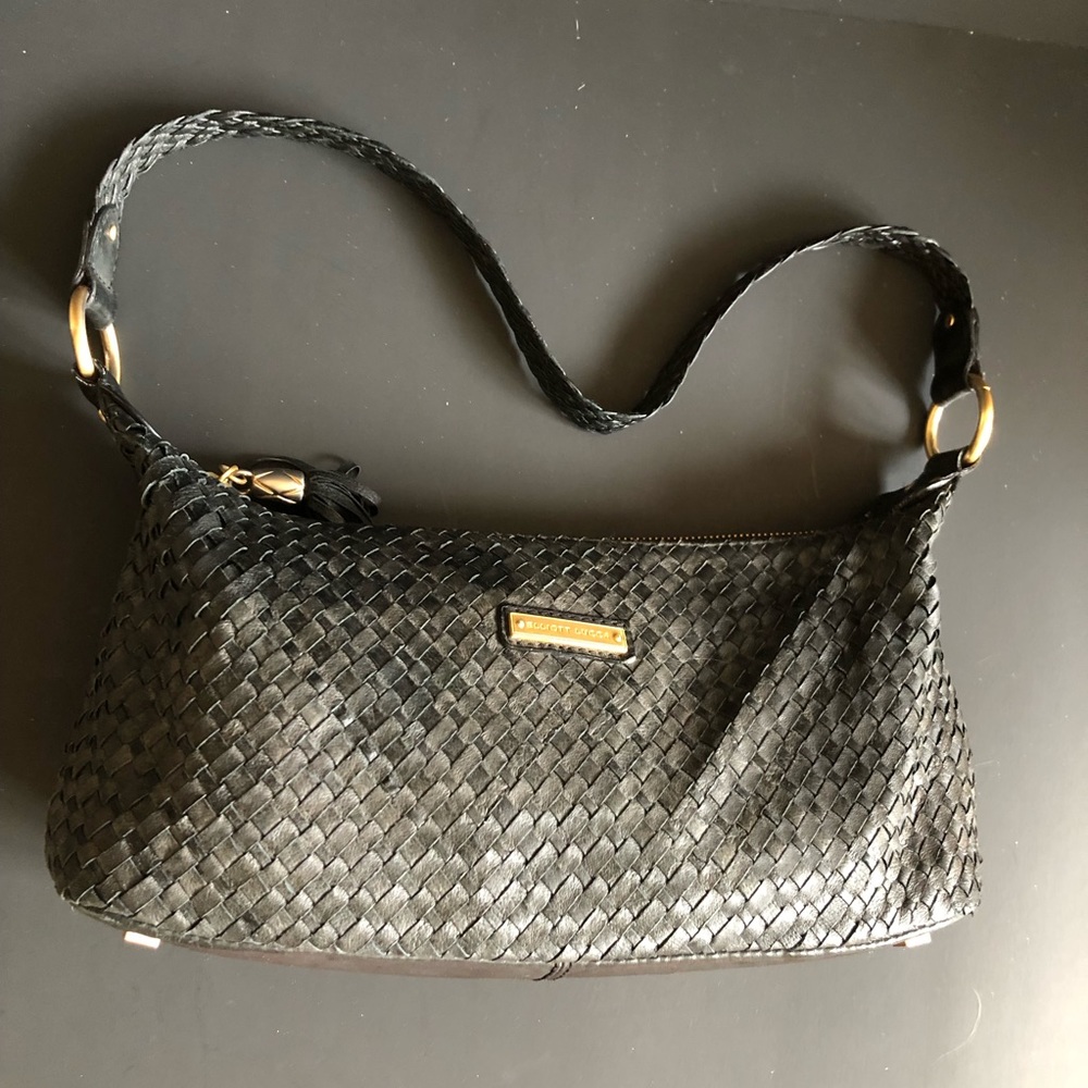 Elliott Lucca Leather Woven Satchel in black - Picture 2 of 8